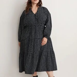 Madewell Plus Dobby Tiered V-Neck Midi Dress